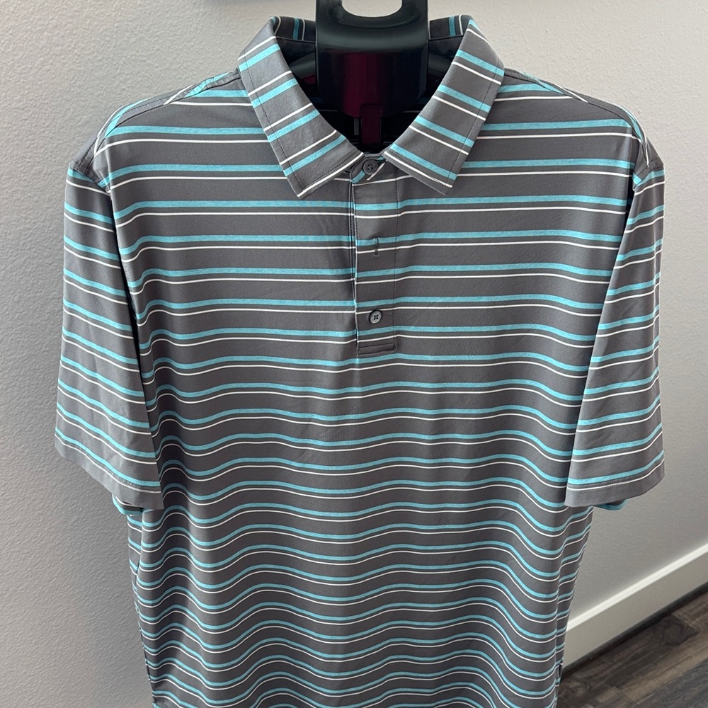 FootJoy Gray and Light Blue Striped Polo
